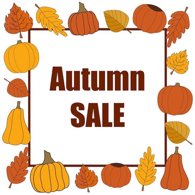 Autumn sale vector promotion square banner on white