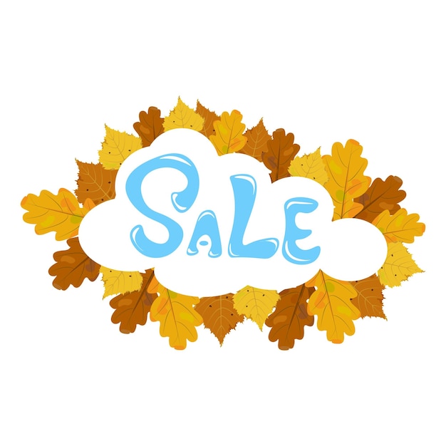 autumn sale with leaves and handwritten text