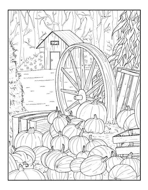 Autumn scenes coloring pages for adults kdp coloring page