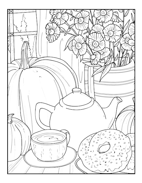 Autumn scenes coloring pages for adults kdp coloring page