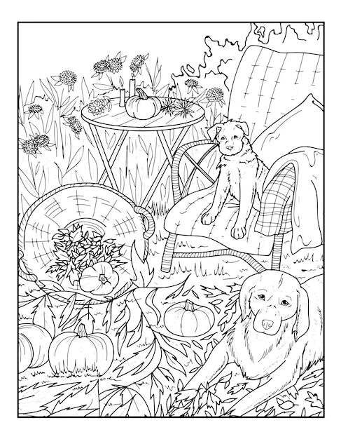 Autumn scenes coloring pages for adults kdp coloring page