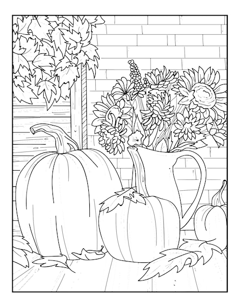 Autumn scenes coloring pages for adults kdp coloring page