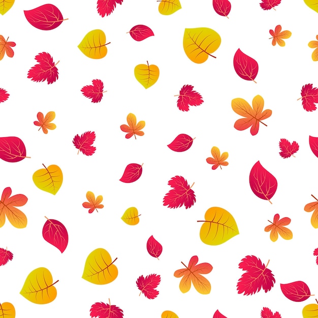 Autumn seamless background with colorful leaves. Design for fall season posters, wrapping papers and holidays decorations. Vector illustration