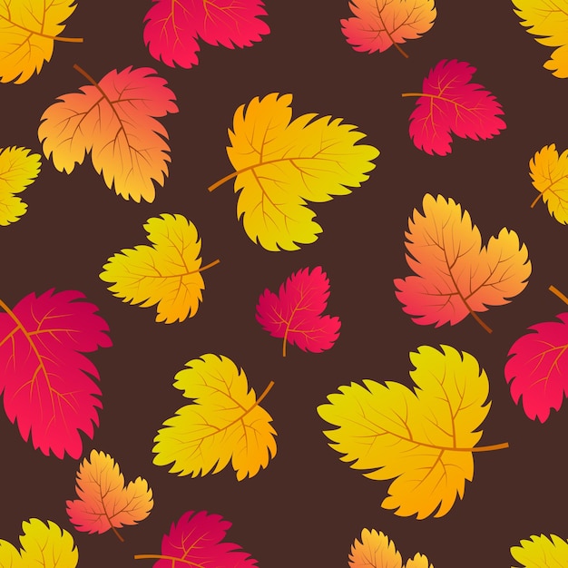 Autumn seamless background with maple colorful leaves. Design for fall season posters, wrapping papers and holidays decorations. Vector illustration