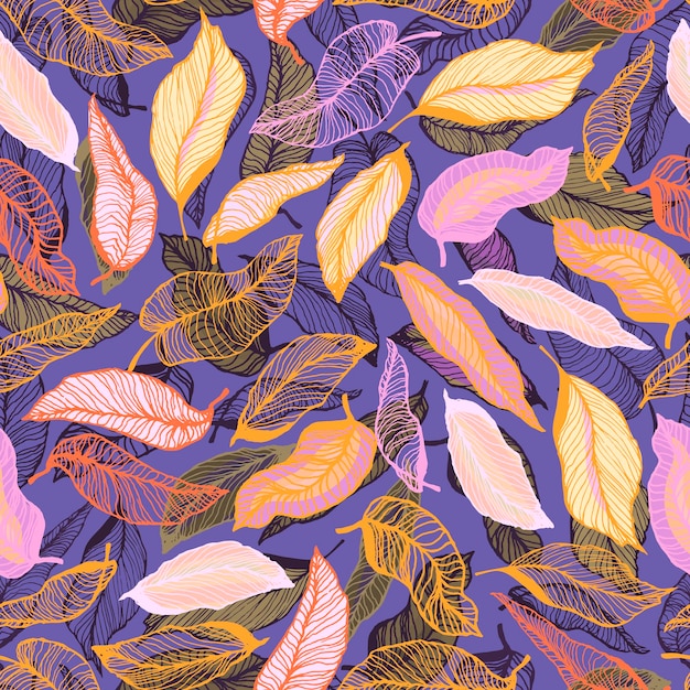 Autumn seamless pattern abstract flowers for textile design