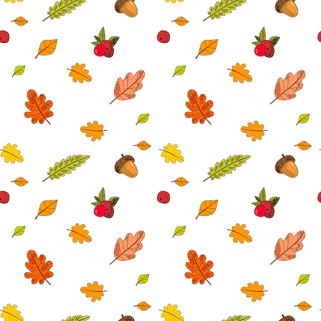 Autumn Seamless Pattern Colorful Leaves Ornament Fall Season