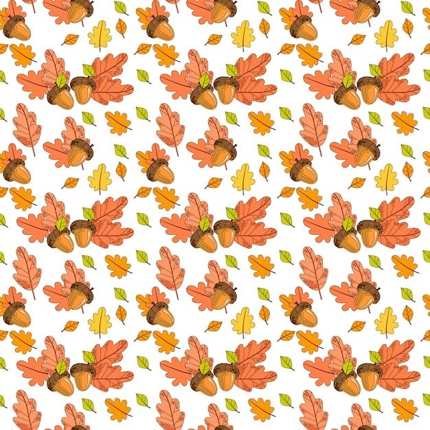 Autumn Seamless Pattern Colorful Leaves Ornament Fall Season