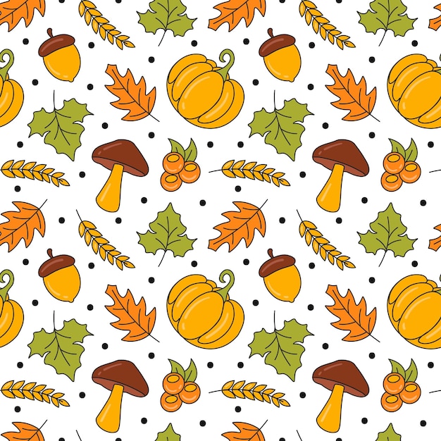 Autumn Seamless Pattern Illustration Element Panoramic of Maple Trees Fallen Template