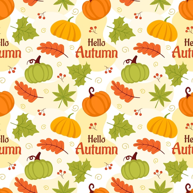 Autumn Seamless Pattern Illustration Element Panoramic of Maple Trees Fallen Template