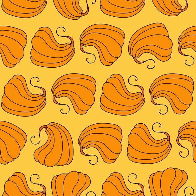 Autumn seamless pattern square background hand drawn pumpkins