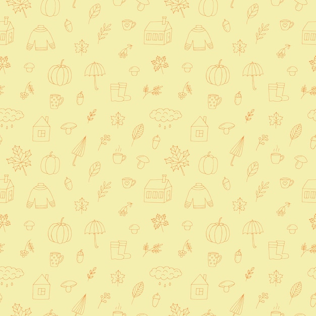 Autumn seamless pattern vector illustration hand drawing doodles