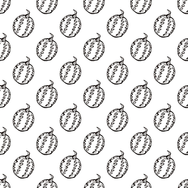 Autumn seamless pattern with hand drawn pumpkins