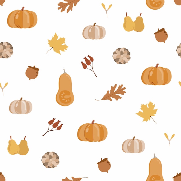 Autumn seamless pattern with pumpkin.