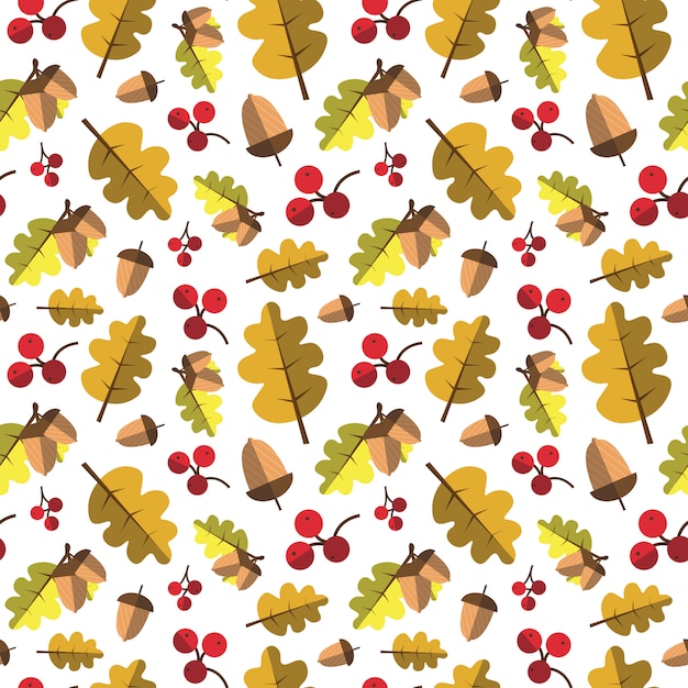 Autumn Seamless Pattern Yellow Leaves Ornament Fall Season