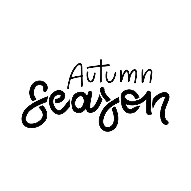 Autumn season  black lettering quote isolated on white background hand drawn vector illustration for...