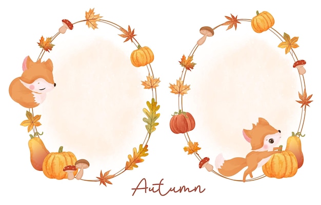 Autumn series little fox illustration