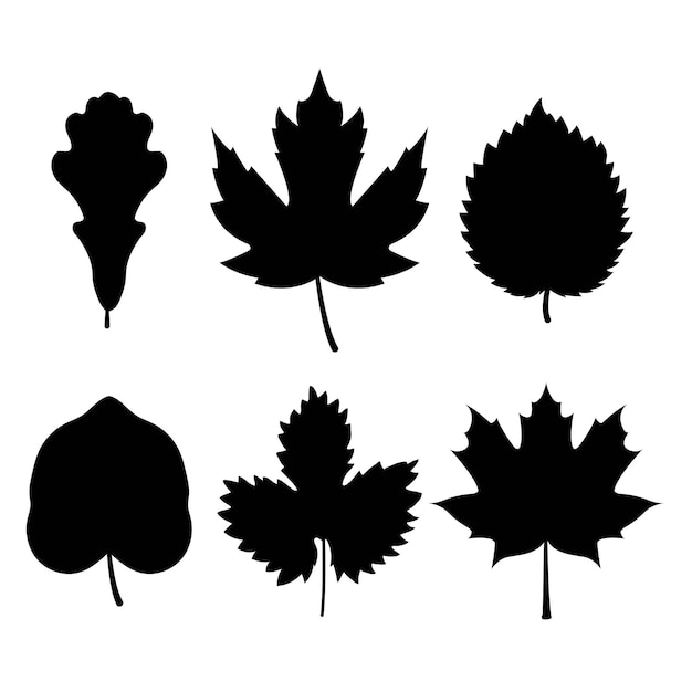 Autumn set leaves silhouette vector