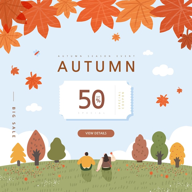 autumn shopping event illustration Banner