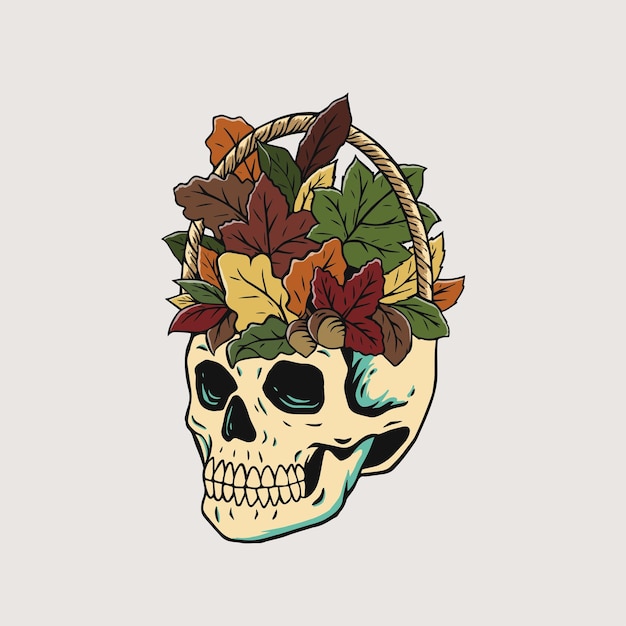 autumn skull illustration