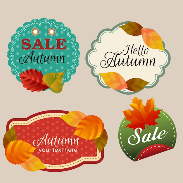 Autumn stickers with leaves