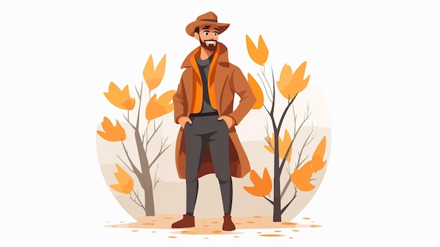 Vector autumn styled man vector illustration