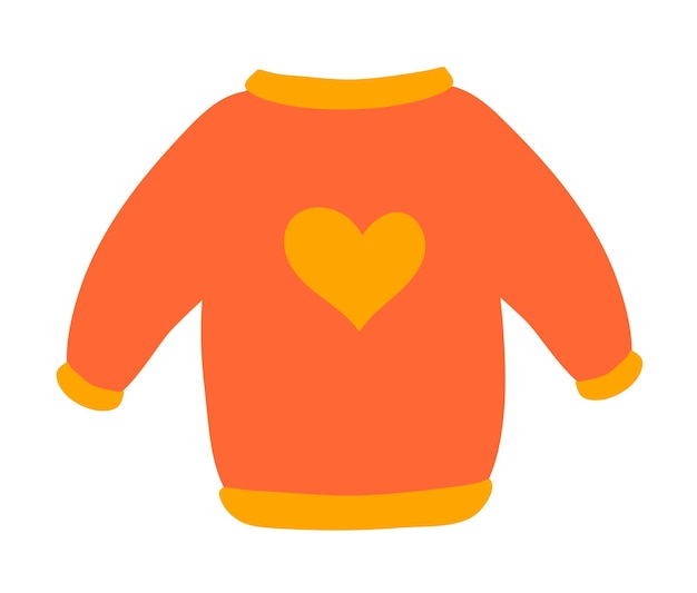 Vector autumn sweater with heart design cozy fall vector flat illustration