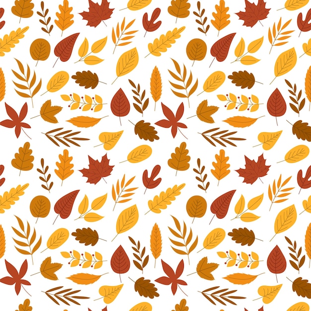 Autumn and thanksgiving seamless pattern with falling leaves Vector illustration