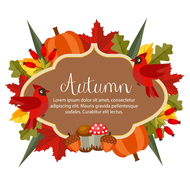 Autumn theme banner with flat style