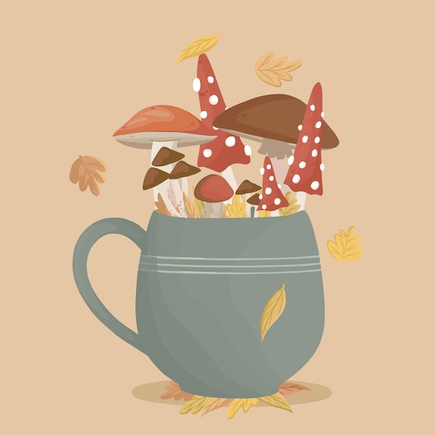 Autumn theme illustrations, cozy vector art