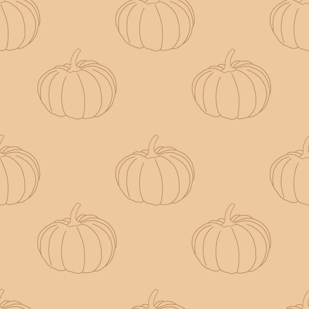 Autumn theme seamless patterns with pumpkins and mushrooms. Vector art