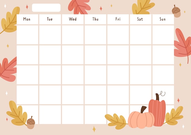 Autumn themed weekly planner