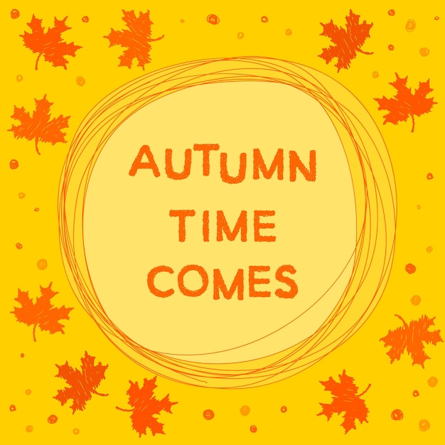 Autumn time theme. Bright funny card template for use in design