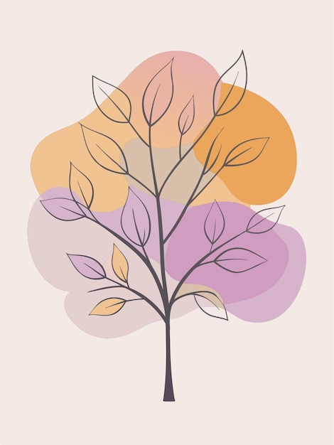 Vector autumn tree vector illustration line circuit