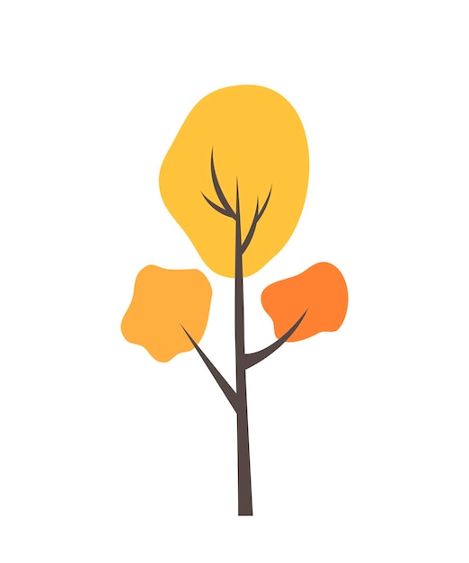 Autumn trees in a Scandinavian style on white background Flat vector illustration