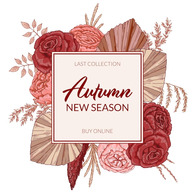 Vector autumn trendy design hand drawn vector illustration can be used for banners social media flyers