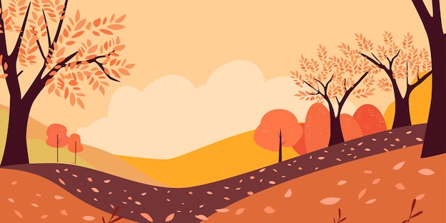 Autumn vector landscape in flat style