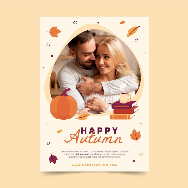 Autumn vertical flyer template with photo