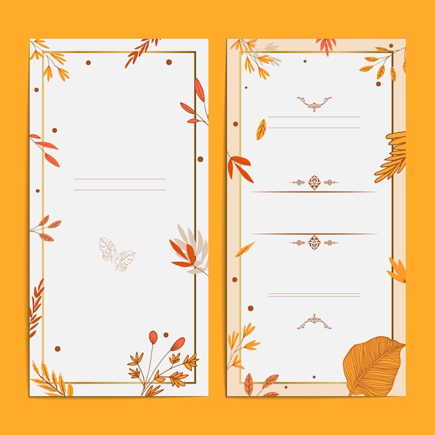 Autumn vintage style beautiful line art floral wedding card invitation