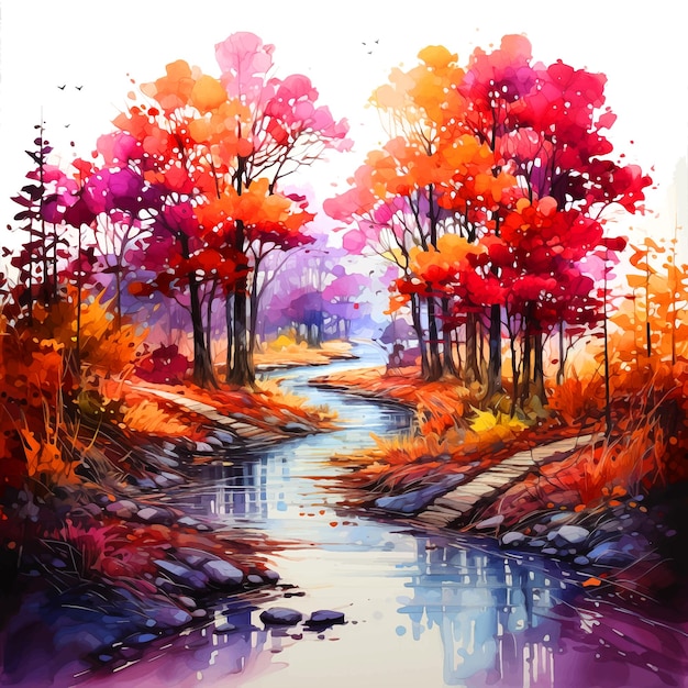 Vector autumn wallpaper watercolor hand paint art