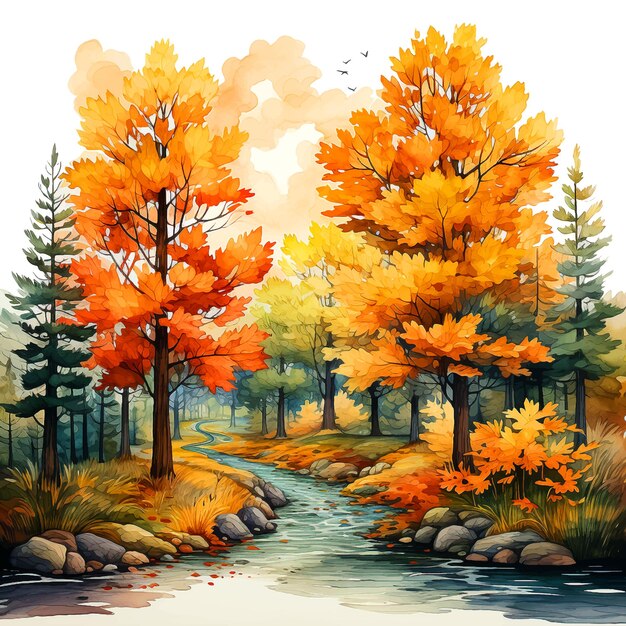 Vector autumn wallpaper watercolor hand paint art