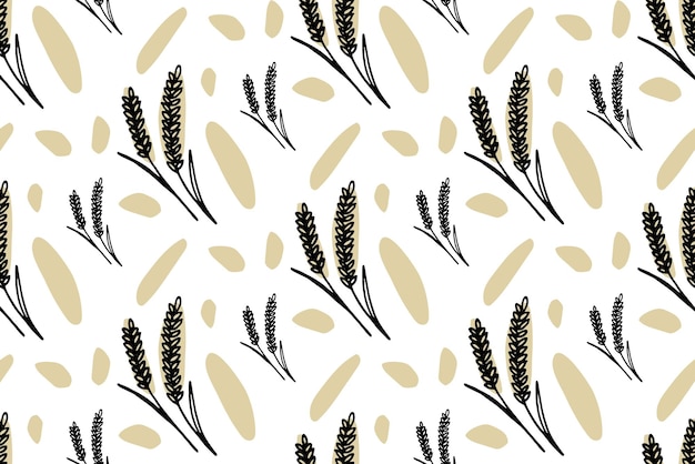 Autumn wheat pattern for fabric Vector illustration of a seamless pattern