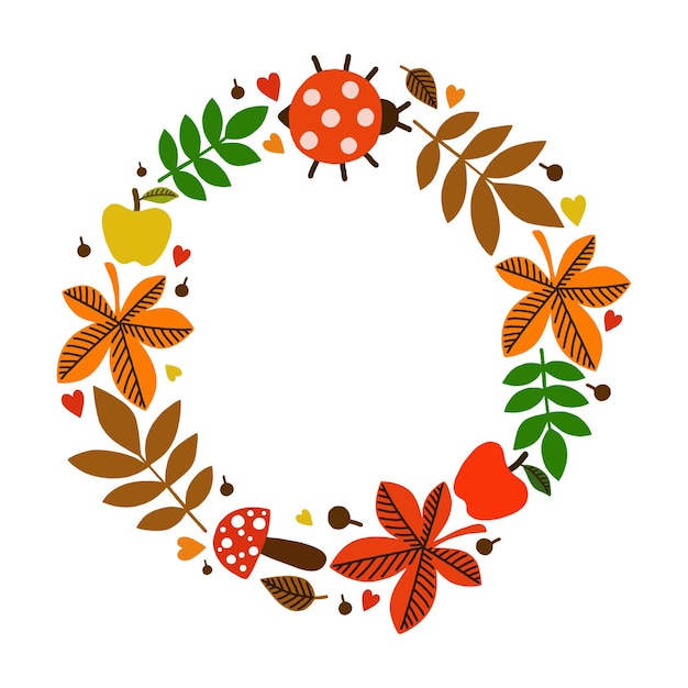 Autumn wreath of leaves Vector illustration