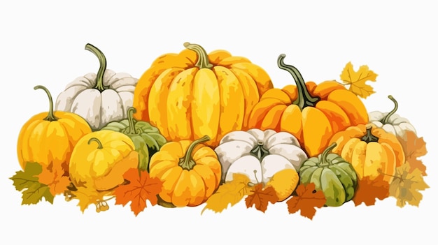 Autumn Yellow and White Pumpkins and Squashes Frame