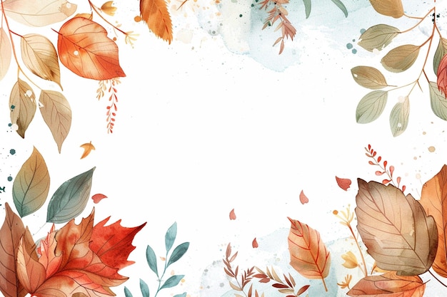 Vector autumnal leaves frame hand drawn