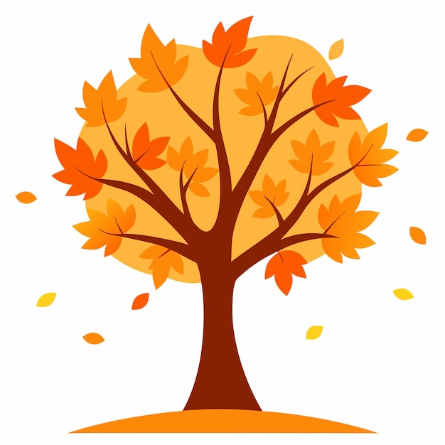 Vector autumnal tree featuring orange trees