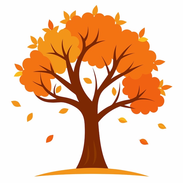 Vector autumnal tree featuring orange trees