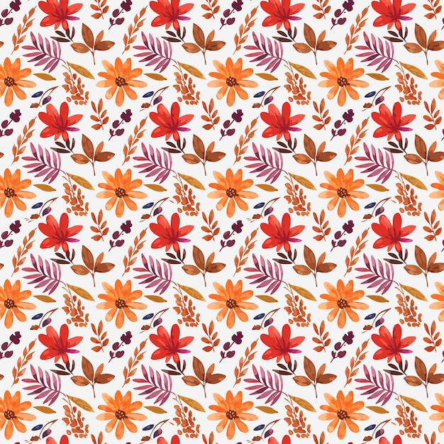 Vector autumnal watercolor floral pattern