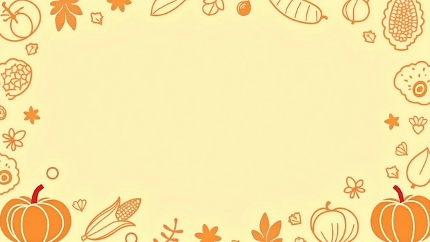 Vector autumnthemed border with pumpkins leaves and harvest icons