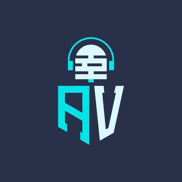 Vector av microphone logo design for audio music and podcast branding letter av logo professional vector illustration for creative industries