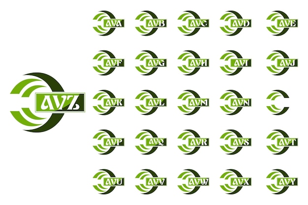 AVA to AVZ letter logo design with two colors